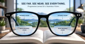 Progressive eyeglass lenses for all distances
